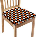 Orange Black And White Harlequin Print Chair Cushion Cover