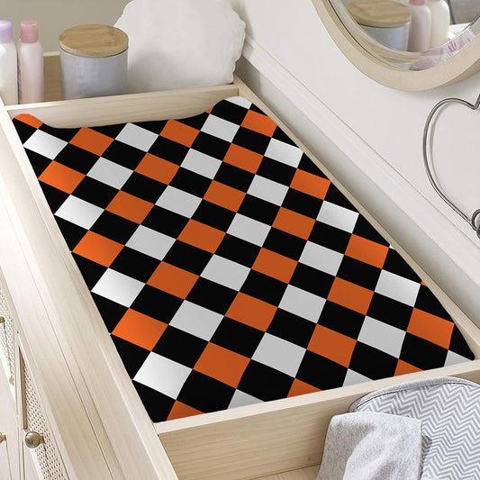 Orange Black And White Harlequin Print Changing Pad Cover