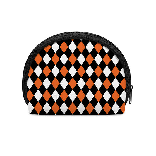 Orange Black And White Harlequin Print Coin Purse