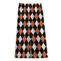 Orange Black And White Harlequin Print Cotton Front Slit Maxi Skirt