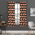 Orange Black And White Harlequin Print Grommet Curtain Panels