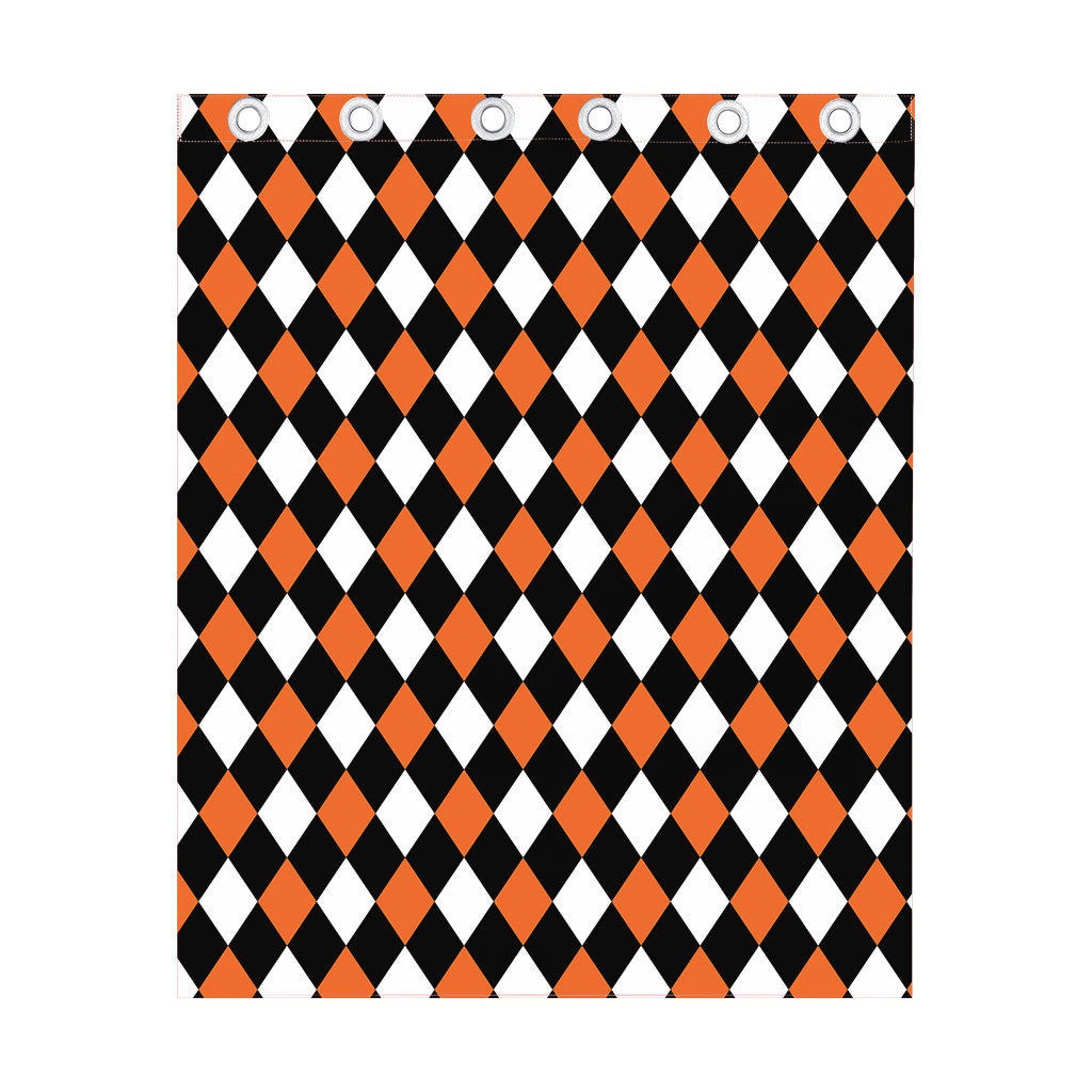 Orange Black And White Harlequin Print Curtain