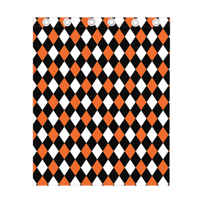 Orange Black And White Harlequin Print Curtain