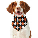 Orange Black And White Harlequin Print Dog Bandana
