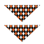 Orange Black And White Harlequin Print Dog Bandana