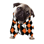 Orange Black And White Harlequin Print Dog Zip Up Hoodie