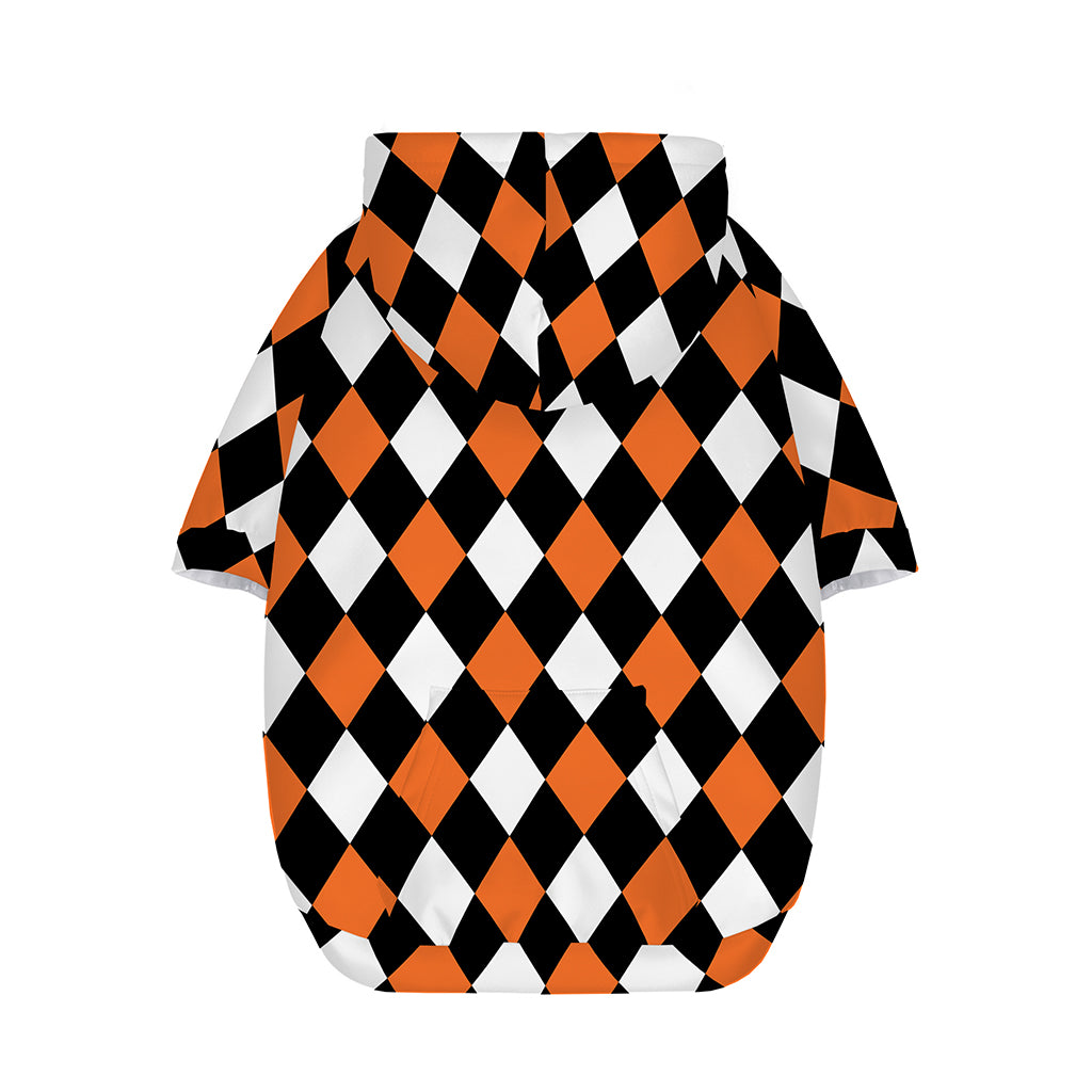Orange Black And White Harlequin Print Dog Zip Up Hoodie