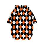 Orange Black And White Harlequin Print Dog Zip Up Hoodie