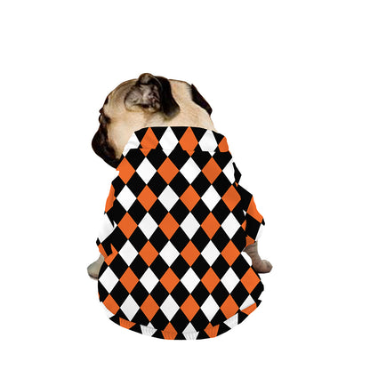 Orange Black And White Harlequin Print Dog Zip Up Jacket