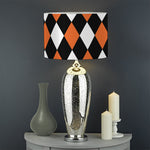 Orange Black And White Harlequin Print Drum Lamp Shade