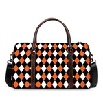 Orange Black And White Harlequin Print Duffle Bag
