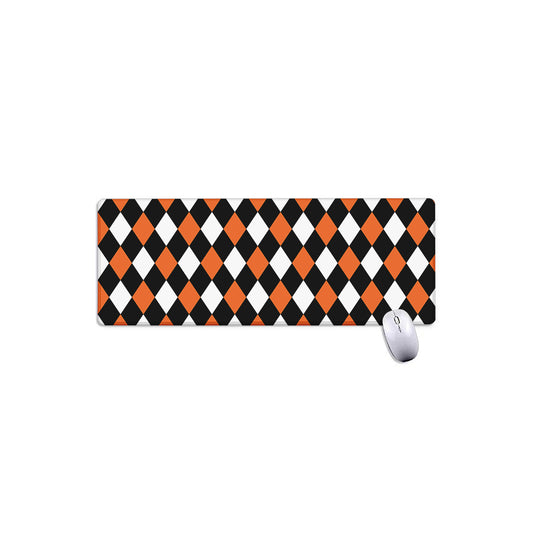Orange Black And White Harlequin Print Extended Mouse Pad