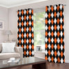 Orange Black And White Harlequin Print Extra Wide Grommet Curtains