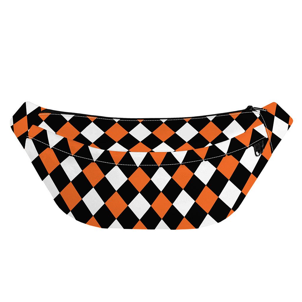 Orange Black And White Harlequin Print Fanny Pack