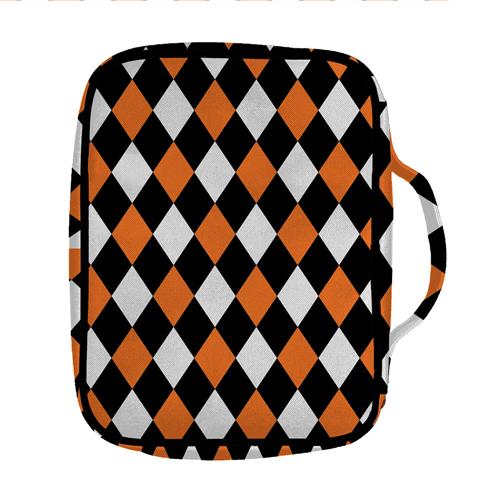 Orange Black And White Harlequin Print Front Pocket Bible Bag