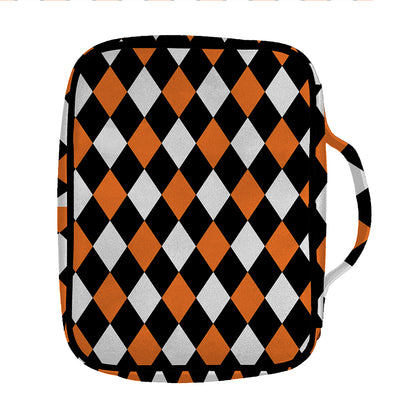 Orange Black And White Harlequin Print Front Pocket Bible Bag