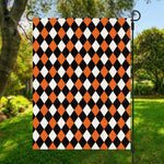 Orange Black And White Harlequin Print Garden Flag