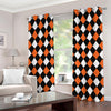 Orange Black And White Harlequin Print Grommet Curtains