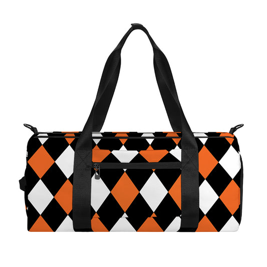 Orange Black And White Harlequin Print Gym Bag