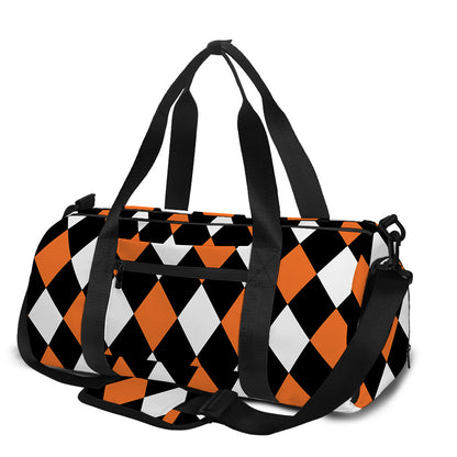 Orange Black And White Harlequin Print Gym Bag