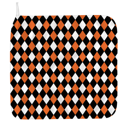 Orange Black And White Harlequin Print Hand Towel