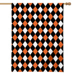 Orange Black And White Harlequin Print House Flag