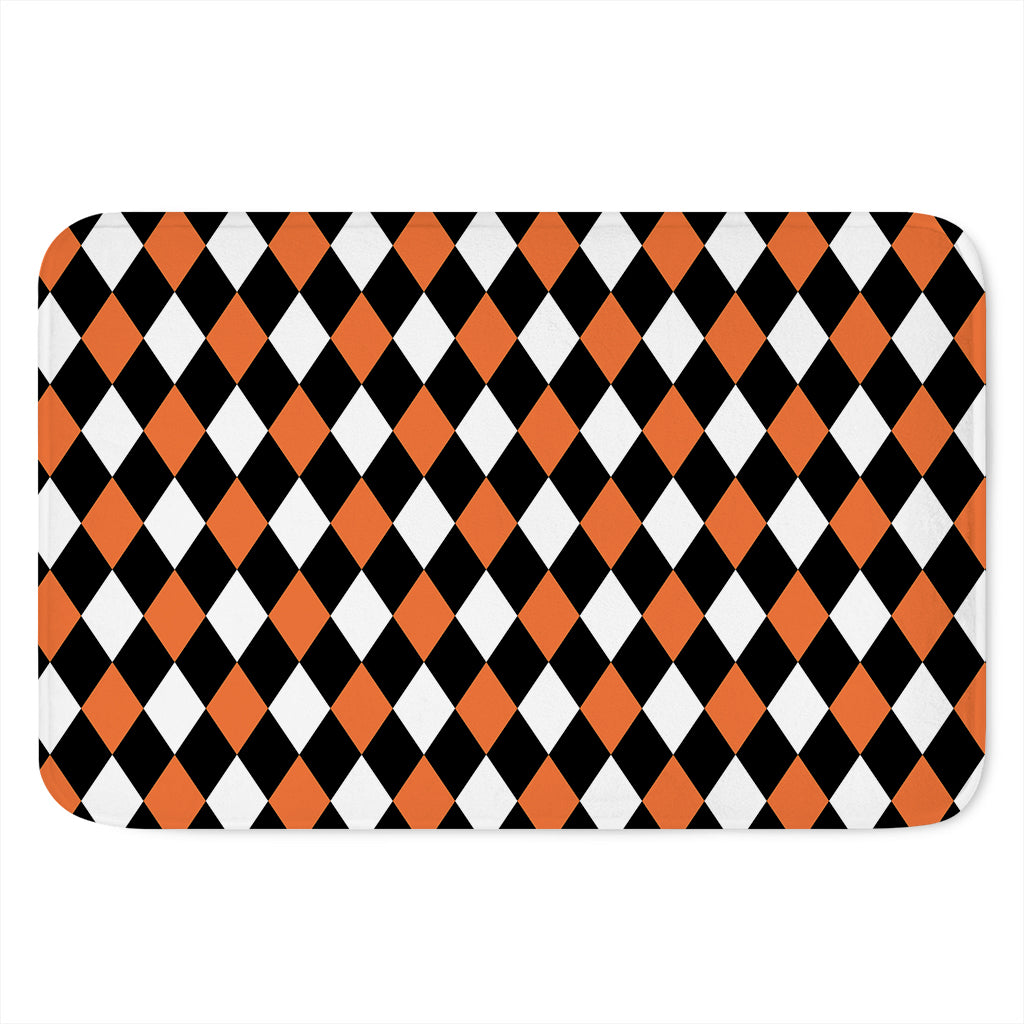 Orange Black And White Harlequin Print Indoor Door Mat
