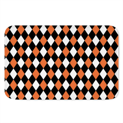 Orange Black And White Harlequin Print Indoor Door Mat