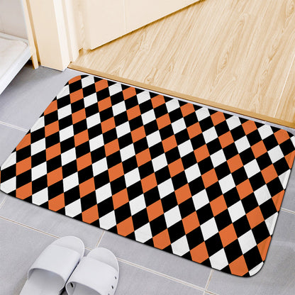 Orange Black And White Harlequin Print Indoor Door Mat