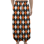 Orange Black And White Harlequin Print Lantern Pants