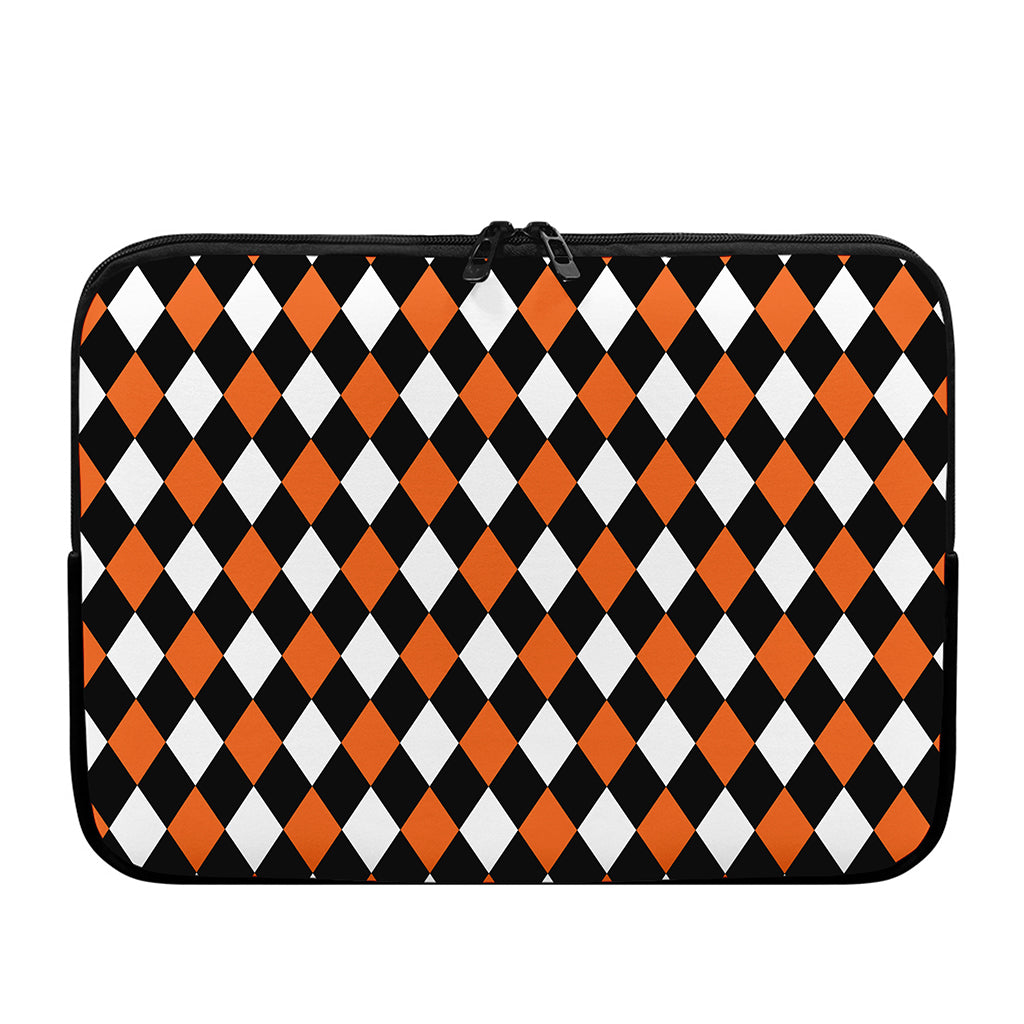 Orange Black And White Harlequin Print Laptop Sleeve
