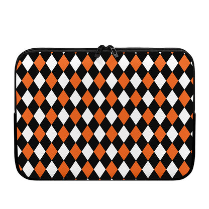 Orange Black And White Harlequin Print Laptop Sleeve