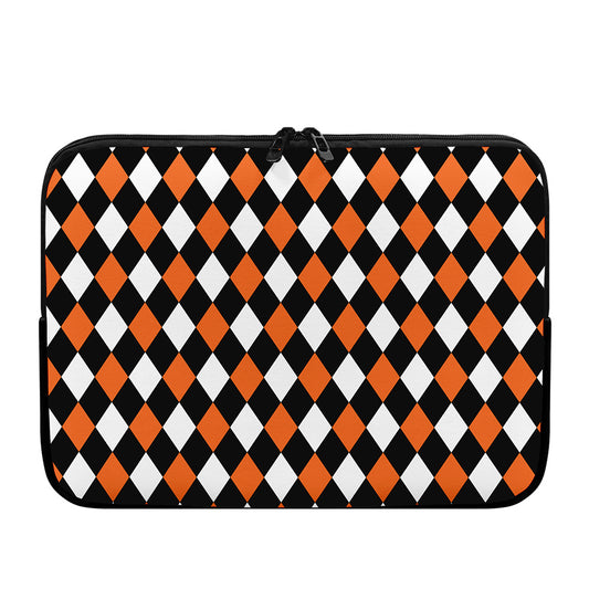 Orange Black And White Harlequin Print Laptop Sleeve