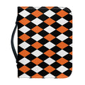 Orange Black And White Harlequin Print Leather Bible Cover
