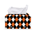Orange Black And White Harlequin Print Leather Tissue Box Cover