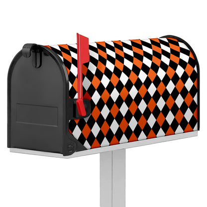 Orange Black And White Harlequin Print Mailbox Cover
