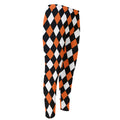 Orange Black And White Harlequin Print Men's Compression Pants