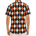 Orange Black And White Harlequin Print Men's Deep V-Neck Shirt