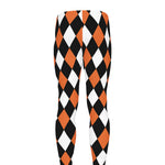 Orange Black And White Harlequin Print Men's leggings
