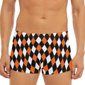 Orange Black And White Harlequin Print Men's Short Boxer Briefs