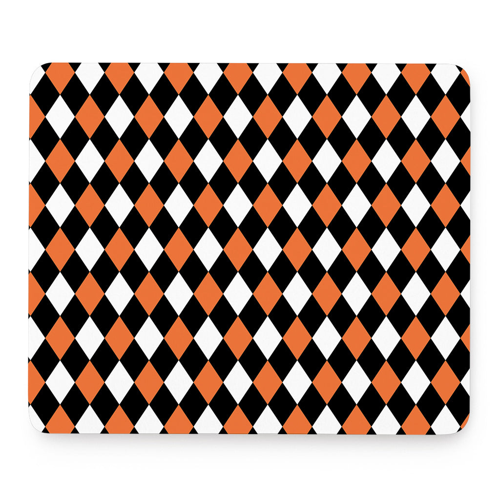 Orange Black And White Harlequin Print Mouse Pad
