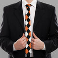 Orange Black And White Harlequin Print Necktie