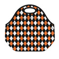 Orange Black And White Harlequin Print Neoprene Lunch Bag