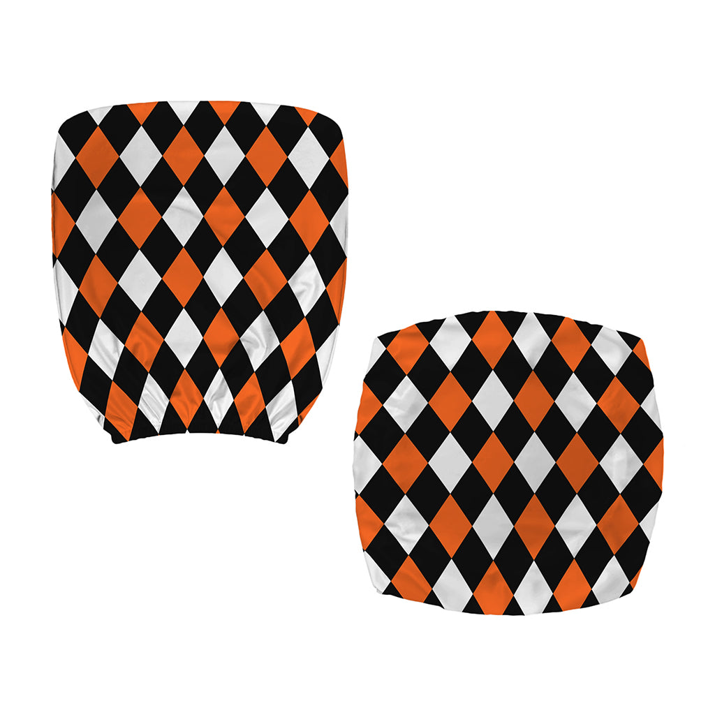 Orange Black And White Harlequin Print Office Chair Cover