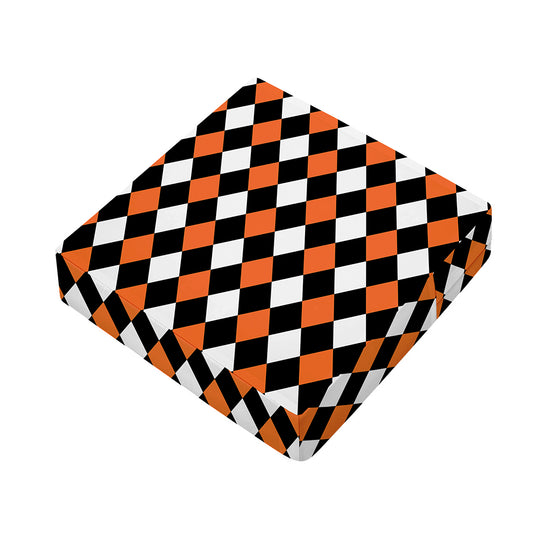 Orange Black And White Harlequin Print Outdoor Seat Cushion Cover
