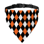 Orange Black And White Harlequin Print Over The Collar Dog Bandana