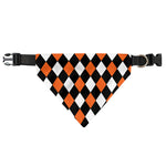 Orange Black And White Harlequin Print Over The Collar Dog Bandana