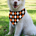 Orange Black And White Harlequin Print Over The Collar Dog Bandana