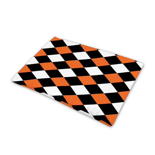 Orange Black And White Harlequin Print Pet Cooling Mat Cover