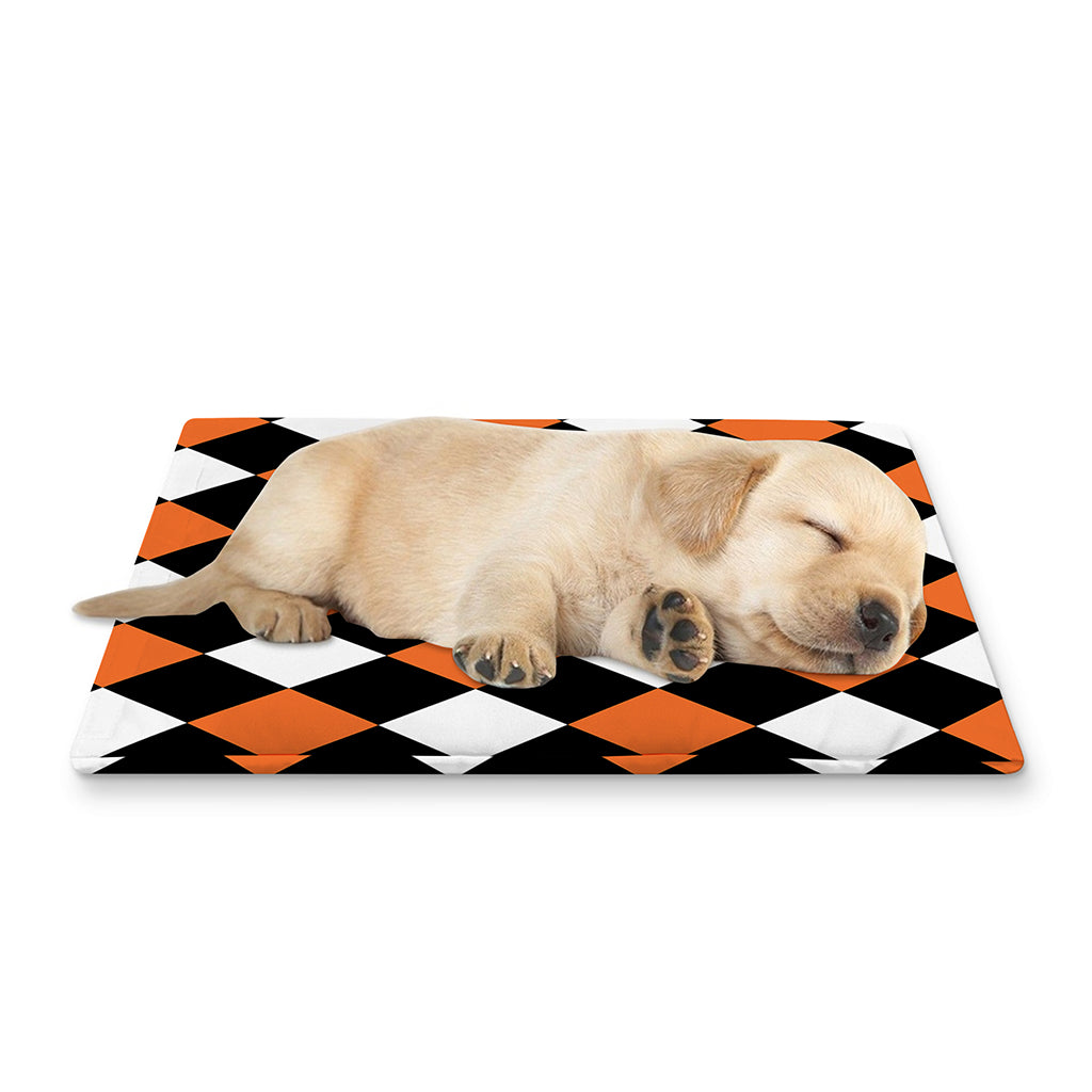 Orange Black And White Harlequin Print Pet Cooling Mat Cover